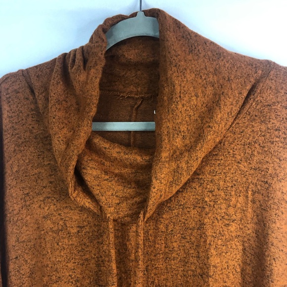 Lane Bryant Cowl Neck Top Drawstring Tweedy Pattern Rust Black Loose Fit - Picture 5 of 9
